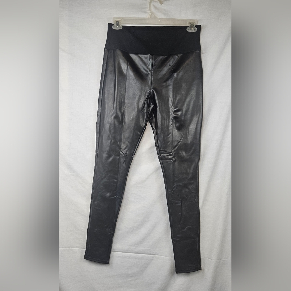 Spanx Assests Faux Leather Leggings Black Size‎ XL Rocker Punk Goth Grunge